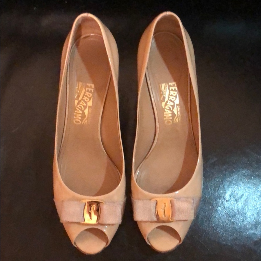 Ferragamo cream wedges, size 11